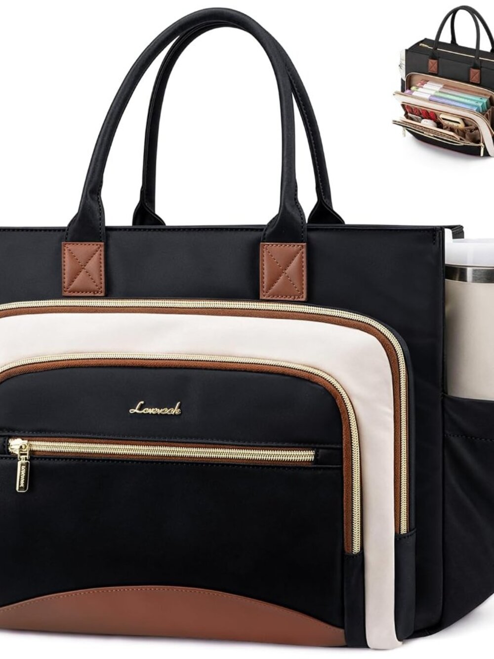 Work Tote Bags for Women,Laptop Teacher Bag With File Organizer | Large Cup Hold